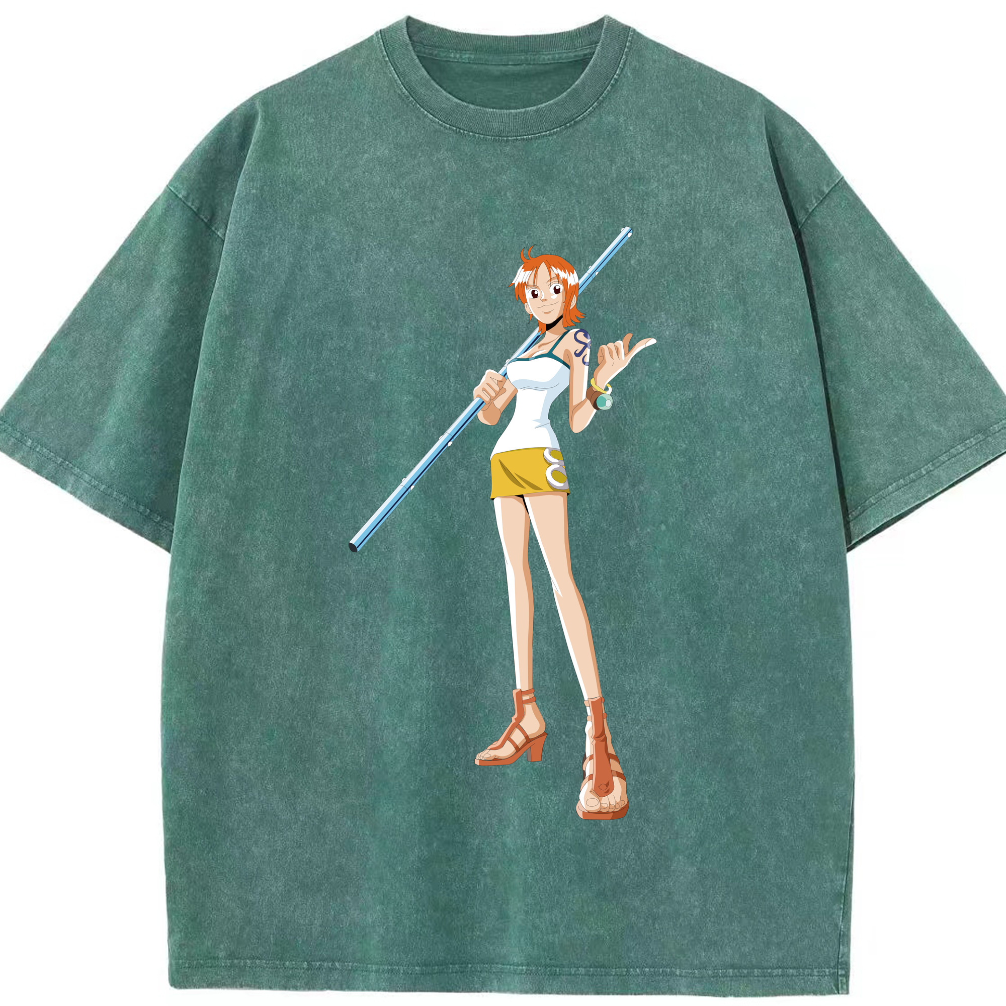 ワンピース ナミ ONE PIECE Nami 綿100% ヴィンテージ風 半袖Tシャツ（フロントプリント）